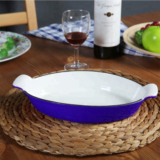 Plato De Hierro Enlozado Ovalado Blue Marseille 26 Cm