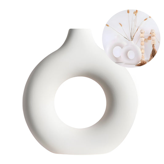 Florero de cerámica Blanca Forma de Embrión para Flores 14.5 X 13.3 CM
