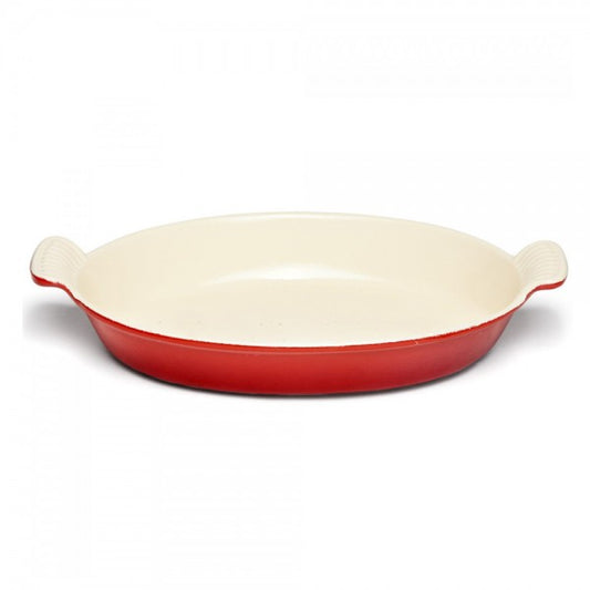 Plato De Hierro Enlozado Ovalado Rojo 26 Cm